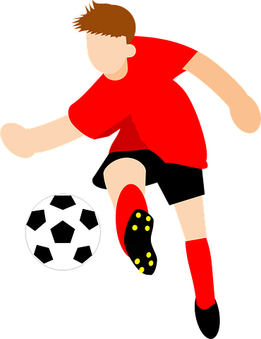 サッカー（フット）ボールを蹴る人のイラスト
