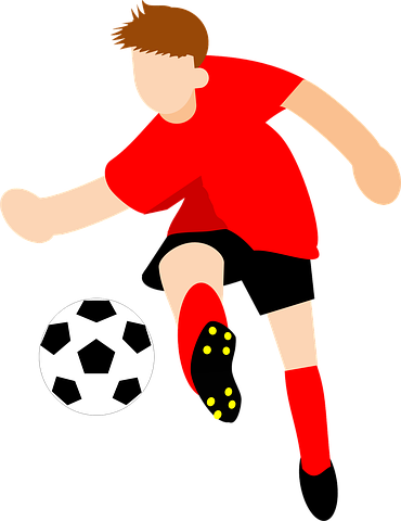 サッカー(フット)ボールを蹴る人のイラスト