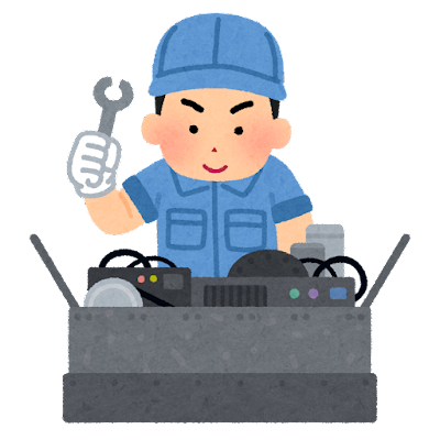 機器のメンテナンスを行っている人のイラスト