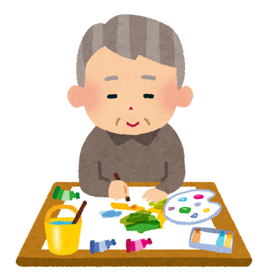 絵を描く老人のイラスト