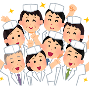 集合している従業員のイラスト