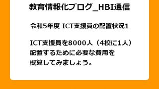 ICT支援員を8000人（4校に1人）配置するために必要な費用を概算してみましょう。