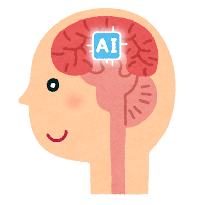 AIに脳が接続されているイラスト